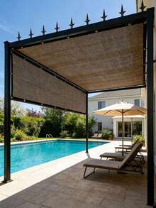 1pc Balcony Privacy Screen Sunshade Plant Shade Net For Gardening And Courtyard Decoration - Brown - View 7