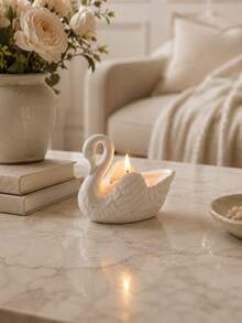 Zazumi Elegant Swan Ceramic Candle Holder - Handcrafted Porcelain Tealight & Wax Melt Burner, Romantic Table Centerpiece For Home Decor, Weddings, Dinners & Gift Giving - multicolor - View 11