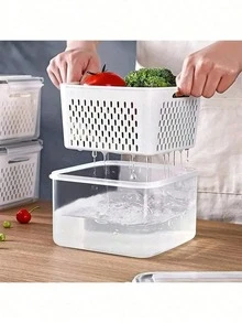 Food Storage Box Set With Drain Basket And Lid - Leak-Proof, Refrigerator, Reusable Multi-Functional Kitchen Storage Boxes, Suitable For Fruits, Vegetables, And Food. - Multicolor - View 4