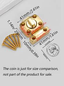 Polished Gold Mini Rotary Cabinet Latch Shiny Brass Tone Swivel Door Bolt Lock With Screws Hardware For Cupboard Jewelry Box Wooden Chest - gold - View 4