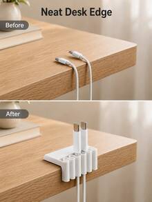 Haus Hana 1pc Multi-Slot Desktop Cable Organizer, No-Drill Desk Edge Cord Holder Clip For USB And Charging Cables, Compact Cable Management Accessory With Multiple Cable Slots For Office Desk, Computer Setup, Nightstand And Home Workspace - multicolor - View 7