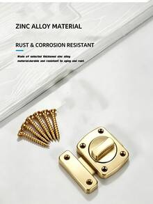 Polished Gold Mini Rotary Cabinet Latch Shiny Brass Tone Swivel Door Bolt Lock With Screws Hardware For Cupboard Jewelry Box Wooden Chest - gold - View 2