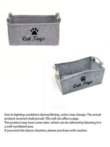 Large Capacity Cat/Dog Toy Storage Basket, With Paw Print And Cat Paw Design - Storage Box, Suitable For Storing Cat Toys - Multicolor - View 2