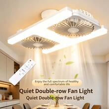 1pc 60W Dual‑Head 360°Rotatable Fan Light, Full‑Spectrum Eye‑Care E27 Universal Screw‑In LED Ceiling Fan Lamp, 3 Wind‑Speed Levels, 3‑Tone Dimmable Lighting, Timing Function, Remote‑Controlled Fan Ceiling Light For Bedroom Living Room Kitchen - one-size - View 2