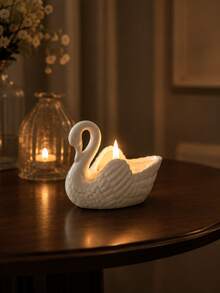 Zazumi Elegant Swan Ceramic Candle Holder - Handcrafted Porcelain Tealight & Wax Melt Burner, Romantic Table Centerpiece For Home Decor, Weddings, Dinners & Gift Giving - multicolor - View 4