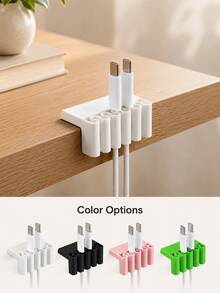 Haus Hana 1pc Multi-Slot Desktop Cable Organizer, No-Drill Desk Edge Cord Holder Clip For USB And Charging Cables, Compact Cable Management Accessory With Multiple Cable Slots For Office Desk, Computer Setup, Nightstand And Home Workspace - multicolor - View 3