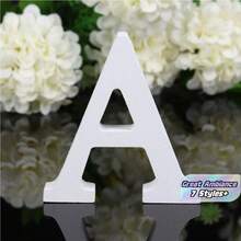 1/10/26pc Wooden Decorative Letter Design Home Decor Crafts, Free Combination Decorative Freestanding Wooden Letter Slices For Handicrafts, Family Gatherings, Birthday Parties, Weddings And Other Event Decorations - White - View 1