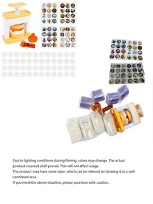 DIY徽章製作套裝，包含48件徽章零件、圓形切割器等，多功能創意徽章製作組，圓形徽章製作機，適合手工藝項目 - 彩色 - 查看 2