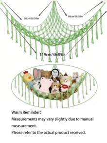 波希米亞風毛絨動物吊床/吊網，娃娃吊床，手工編織毛絨動物收納角落懸掛網架，網狀吊床毛絨娃娃收納架，適用於臥室、居家裝飾、房間裝飾、牆面裝飾，生日畢業禮物 - 白色 - 查看 11