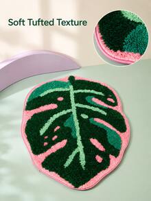 Joivida Tropical Leaf Shaped Rug Made With Non-Slip Backing. It Absorbs Water Quickly To Keep Floors Dry, And Fits Nicely In Bathrooms, Entryways, Bedrooms And Living Spaces To Add Natural Green Decorative Vibes. - multicolor - View 8