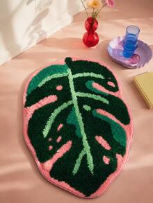 Joivida Tropical Leaf Shaped Rug Made With Non-Slip Backing. It Absorbs Water Quickly To Keep Floors Dry, And Fits Nicely In Bathrooms, Entryways, Bedrooms And Living Spaces To Add Natural Green Decorative Vibes. - multicolor - View 13