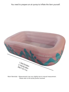 Vibrant Pink Striped Inflatable Swimming Pool , Super Large Family Adult Inflatable Pool, Outdoor Water Play Gadget, Ideal For Summer Garden Fun, Rectangular Pvc Swimming Pool, - A - View 6