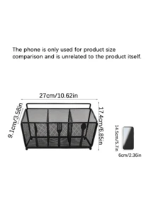 3/4 Compartment Black Metal Mesh Utensil Caddy, Cutlery Storage Organizer With Handle, Fork Spoon Knife Pattern Silverware Holder For Kitchen Countertop Table Restaurant - Knife and fork storage rack - View 13