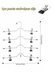 1pc 4-Layer Pants Rack, Hanger, Pants Hanger, Space-Saving Hanging Closet Organizer, Space-Saving Hanger With Clips, Wardrobe Organization And Storage, Holiday Decoration, Room Decoration, Home Decoration, Bedroom Decoration - black - View 12