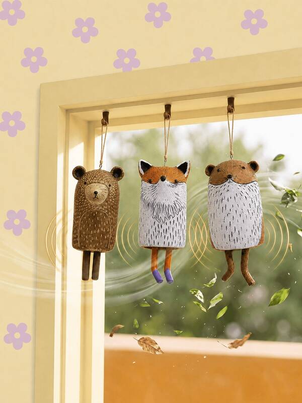 Joivida 1pc Animal Shaped Wind Chime, Resin Material Hanging Ornament, Bohemian Style, Handmade Craft, Garden Decoration Hanging Piece, Can Be Hung On Window/Wall, No Installation Required, Easy To Place