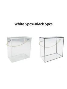 5/10pcs Transparent Gift Boxes With Golden, White & Black Accents - Ideal For Jewelry, Small Items, Floral Arrangements Gift Box For Birthday Wedding Party - Multicolor - View 19
