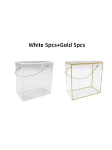 5/10pcs Transparent Gift Boxes With Golden, White & Black Accents - Ideal For Jewelry, Small Items, Floral Arrangements Gift Box For Birthday Wedding Party - Multicolor - View 21