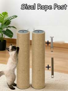 Sisal Rope Posts, Cat Scratch Pole Replacement Rods, DIY Cat Scratch Tree Sisal Material. Sisal Rope Columns, Cat Scratch Pole, Vertical Pole, Cat Toy, Suitable For Cats Who Love To Scratch And Chew - Yellow - View 4