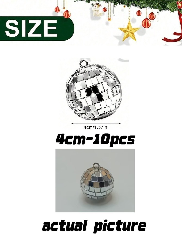 2/10pcs,Mini Disco Mirror Ball Decorations - Mirror Ball Reflective Glass Ball, Home Hanging Decorations - Suitable For Disco Theme Party Background, Holiday Decorations Wedding Table Decorations, Christmas Tree Decorations, Halloween Decorations., - multicolor - View 12