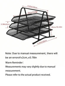 Office Supplies: Iron Wire Mesh Metal Three-Layer File Rack, Document Tray, Storage Rack, File Tray, Document Organizer, Drawer Type. - multicolor - View 10