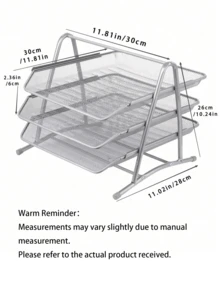 Office Supplies: Iron Wire Mesh Metal Three-Layer File Rack, Document Tray, Storage Rack, File Tray, Document Organizer, Drawer Type. - multicolor - View 9