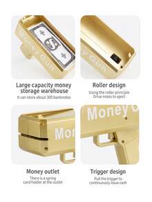 Zazumi 1pc Raining Money Banknote Gun 100pcs Toy Money Fashion Party Outdoor Games Fun Funny Gift Fun Shooting Prop For Birthday Wedding Nightclub Celebration - multicolor - View 4