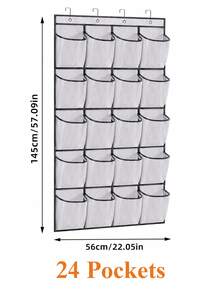 Zazumi 1pc Over‑The‑Door Shoe Organizer, Mesh Hanging Shoe Storage Holder For Closet Bedroom Entryway, Large Storage Shoe Rack, Space-Saving Wardrobe Storage, Mesh Back, Gift Idea - Black and White - View 10