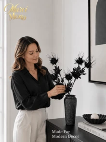 Muroi Mono 1/3pcs Black Artificial Flowers, Faux Fake Flower Stems, Decorative Simulation Floral Branches, For Wedding Aisle Backdrop Arrangement, Hotel Decor, Party Layout, Living Room, Study Room, Dining Table Display, Home Vase Table Centerpiece Decoration - Multicolor - View 6