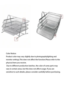 Office Supplies: Iron Wire Mesh Metal Three-Layer File Rack, Document Tray, Storage Rack, File Tray, Document Organizer, Drawer Type. - multicolor - View 4