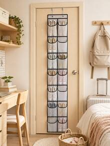 Zazumi 1pc Over‑The‑Door Shoe Organizer, Mesh Hanging Shoe Storage Holder For Closet Bedroom Entryway, Large Storage Shoe Rack, Space-Saving Wardrobe Storage, Mesh Back, Gift Idea - Black and White - View 6