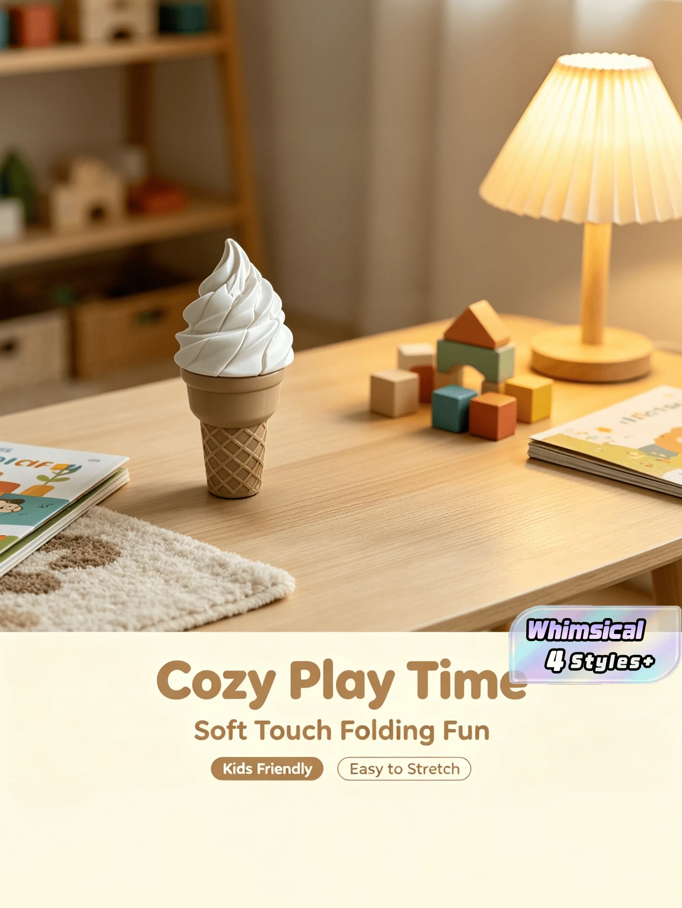 3D Printed Realistic Ice Cream Cone Retractable Sword Funny Novelty Prank Toy - Multicolor - View 1