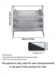 Office Supplies: Iron Wire Mesh Metal Three-Layer File Rack, Document Tray, Storage Rack, File Tray, Document Organizer, Drawer Type. - multicolor - View 5