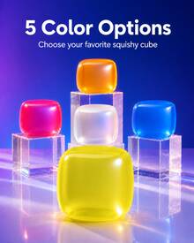 1pc Yellow Ice Cube Shape Squishy Stress Relief Cube, TPR Shell With Maltose Filling, 6cm Slow Rebound Hand Squeeze Cube, Stretchy Pinchable Desktop Hand Squeeze Accessory - Multicolor - View 2