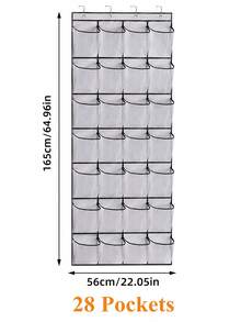 Zazumi 1pc Over‑The‑Door Shoe Organizer, Mesh Hanging Shoe Storage Holder For Closet Bedroom Entryway, Large Storage Shoe Rack, Space-Saving Wardrobe Storage, Mesh Back, Gift Idea - Black and White - View 9