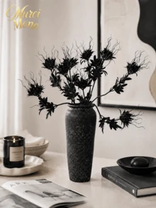 Muroi Mono 1/3pcs Black Artificial Flowers, Faux Fake Flower Stems, Decorative Simulation Floral Branches, For Wedding Aisle Backdrop Arrangement, Hotel Decor, Party Layout, Living Room, Study Room, Dining Table Display, Home Vase Table Centerpiece Decoration - Multicolor - View 2