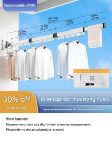 1pc Foldable Shower Curtain Rod, Upgraded Thickened Aluminum Alloy, 360° Foldable, Rust-Proof And Moisture-Proof, Easy To Install, Clothes Drying Rod, Space-Saving, Suitable For Various Wall Shapes - Foldable - View 15