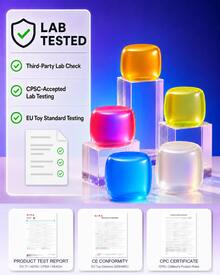 1pc Pink Ice Cube Shape Squishy Stress Relief Cube, TPR Shell With Maltose Filling, 6cm Slow Rebound Hand Squeeze Cube, Stretchy Pinchable Desktop Hand Squeeze Accessory - Multicolor - View 3