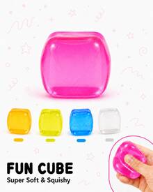 1pc Pink Ice Cube Shape Squishy Stress Relief Cube, TPR Shell With Maltose Filling, 6cm Slow Rebound Hand Squeeze Cube, Stretchy Pinchable Desktop Hand Squeeze Accessory - Multicolor - View 5