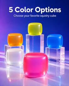 1pc Pink Ice Cube Shape Squishy Stress Relief Cube, TPR Shell With Maltose Filling, 6cm Slow Rebound Hand Squeeze Cube, Stretchy Pinchable Desktop Hand Squeeze Accessory - Multicolor - View 2