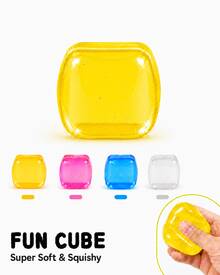 1pc Yellow Ice Cube Shape Squishy Stress Relief Cube, TPR Shell With Maltose Filling, 6cm Slow Rebound Hand Squeeze Cube, Stretchy Pinchable Desktop Hand Squeeze Accessory - Multicolor - View 5