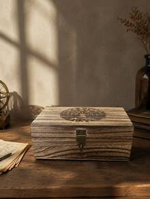 Hand Carved Wooden Tree Of Life Storage Box, Exquisite Engraved Keepsake Box, Wooden Jewelry Organizer Box, Flame Craft Finish, Unique Creative Gift For Men And Women - multicolor - View 4