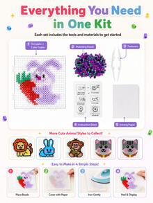 DIY Retro Animal Pixel Art Crafting Set – Personalized Mosaic Bead Project For Aesthetic Desk Decor & Custom Bag Charms – Ideal For Summer Break & Independence Day DIY Activities - multicolor - View 10