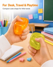 1pc Yellow Ice Cube Shape Squishy Stress Relief Cube, TPR Shell With Maltose Filling, 6cm Slow Rebound Hand Squeeze Cube, Stretchy Pinchable Desktop Hand Squeeze Accessory - Multicolor - View 9