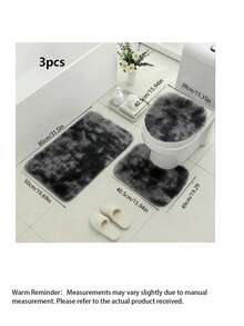 Three Pieces Set Dark Gray Tie-Dyed Plush Toilet Three Pieces Set Floor Mat Non-Slip Toilet Combination Floor Mat Set Non-Slip Decorative Carpet - dark gray - View 6