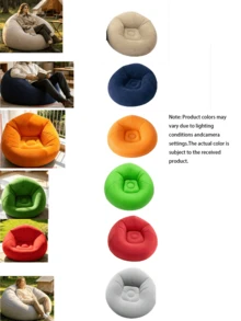 Solid Color Soft Inflatable Bean Bag Sofa, Foldable Portable Comfortable Leisure Lounge Chair, Suitable For Adults And Families, Indoor Outdoor Camping Summer Use - Multiple Styles - View 2