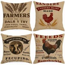 Joivida Vintage Farm Linen Throw Pillow Cover, Single-Sided Printed Without Inner Cushion. It Features Retro Livestock Prints Including Rooster And Cow With Old Farm Text Graphics, Adopting Simple Farmhouse Style. - Multicolor - View 12