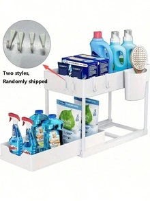 Two-Tier Under Sink Storage Rack, Kitchen Cabinet Storage Shelf, Two-Tier Sliding Basket, Multi-Functional Bathroom Storage Basket, Organization Shelf, Kitchen Birthday Gift, Kitchen Basics, Bathroom Accessories, Kitchen Storage - A - View 11
