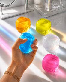 1pc Blue Ice Cube Shape Squishy Stress Relief Cube, TPR Shell With Maltose Filling, 6cm Slow Rebound Hand Squeeze Cube, Stretchy Pinchable Desktop Hand Squeeze Accessory - Multicolor - View 12