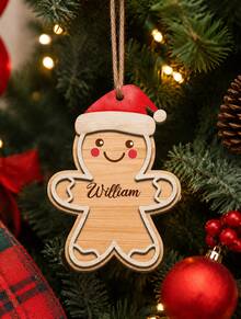 1/2/4/6Pcs Personalized Gingerbread Man Ornament With Red Bow, Customizable Name. Perfect For Boosting Festive Atmosphere During Christmas. Ideal As Tree Decor, Backpack Charm And Holiday Gift. - Multicolor - View 7