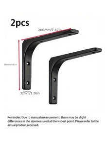 2 buah Braket Rak Besi Berbentuk L Tugas Berat - Braket Sudut Kanan, Cocok untuk Furnitur yang Dipasang di Dinding, Perlengkapan Dekorasi Industri - Beraneka warna - View 9
